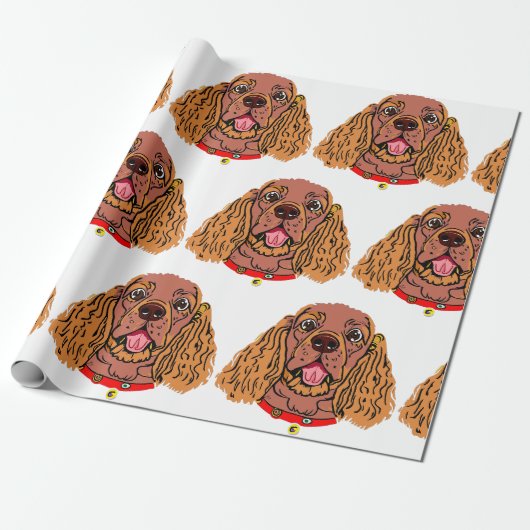 cavalier king charles spaniel ruby Cartoon Geschenkpapier (Ungerollt)