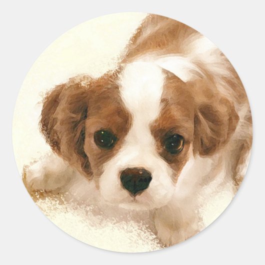 Cavalier King Charles Spaniel Runder Aufkleber (Vorderseite)