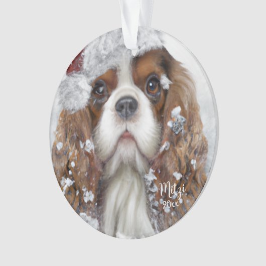 Cavalier King Charles Spaniel, Santa Dog, Ornament (Vorderseite)