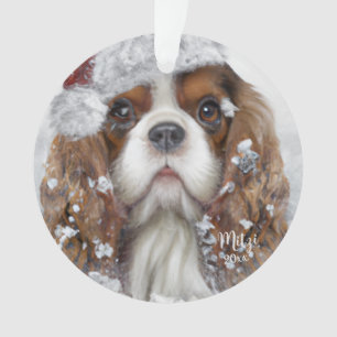 Cavalier King Charles Spaniel, Santa Dog, Ornament