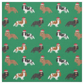 Cavalier King Charles Spaniel santa grün Stoff (Muster)