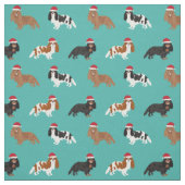 Cavalier King Charles Spaniel santa Türkis Stoff (Muster)