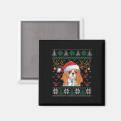 Cavalier King Charles Spaniel Santa Ugly Sweater L Magnet (Vorderseite/Rückseite)