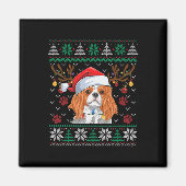 Cavalier King Charles Spaniel Santa Ugly Sweater L Magnet (Vorne)