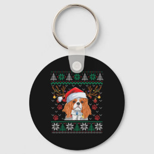 Cavalier King Charles Spaniel Santa Ugly Sweater L Schlüsselanhänger