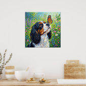 Cavalier King Charles Spaniel Schmetterlingsgarten Poster (Küche)