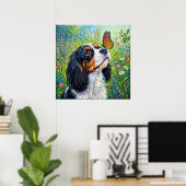 Cavalier King Charles Spaniel Schmetterlingsgarten Poster (Heimbüro)