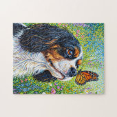 Cavalier King Charles Spaniel Schmetterlingsgarten Puzzle (Horizontal)