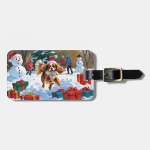 Cavalier King Charles Spaniel Schnee mit Weihnacht Gepäckanhänger