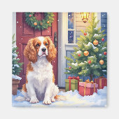 Cavalier King Charles Spaniel Schneebesinntes Weih Magnet (Vorne)