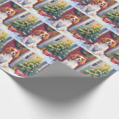 Cavalier King Charles Spaniel Schneee Weihnachten Geschenkpapier (Ecke)