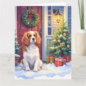 Cavalier King Charles Spaniel Schneesilvester Karte (Vorderseite)