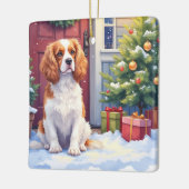 Cavalier King Charles Spaniel Schneesilvester Keramikornament (Links)