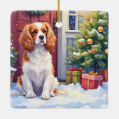Cavalier King Charles Spaniel Schneesilvester Keramikornament (Rückseite)