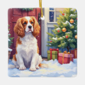 Cavalier King Charles Spaniel Schneesilvester Keramikornament (Vorderseite)