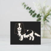 cavalier king charles spaniel schwarz-weiße toon postkarte (Stehend Vorderseite)