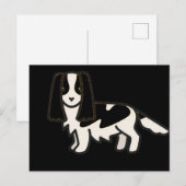 cavalier king charles spaniel schwarz-weiße toon postkarte (Vorne/Hinten)
