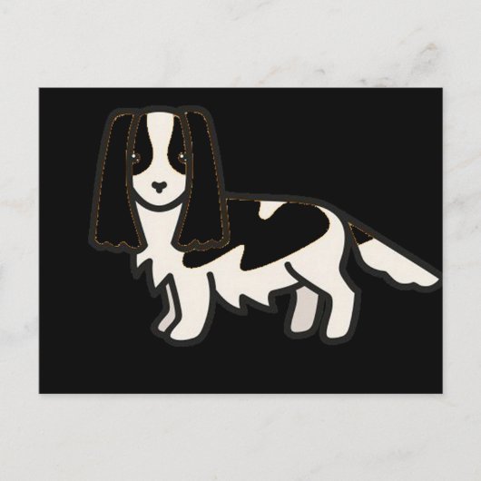 cavalier king charles spaniel schwarz-weiße toon postkarte (Vorderseite)