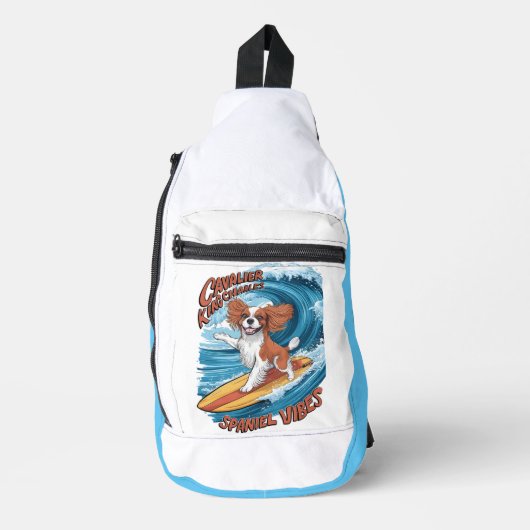 Cavalier King Charles Spaniel Shred Wave Surfing Crossbody Bag (Vorderseite)