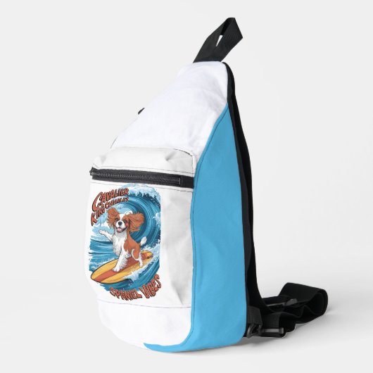 Cavalier King Charles Spaniel Shred Wave Surfing Crossbody Bag (Rechte Ecke)