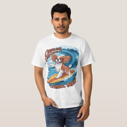 Cavalier King Charles Spaniel Shred Wave Surfing T-Shirt (Vorne ganz)