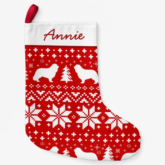 Cavalier King Charles Spaniel Silhouetten Holiday Kleiner Weihnachtsstrumpf (Vorderseite)