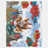Cavalier King Charles Spaniel Snow mit Weihnachten Fleecedecke (Vorderseite)