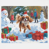 Cavalier King Charles Spaniel Snow mit Weihnachten Fleecedecke (Vorderseite (Horizontal))