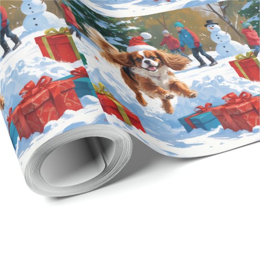Cavalier King Charles Spaniel Snow mit Weihnachten Geschenkpapier (Rolleneckpunkt)