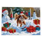 Cavalier King Charles Spaniel Snow mit Weihnachten Große Geschenktüte (Rückseite)