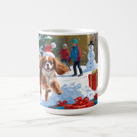 Cavalier King Charles Spaniel Snow mit Weihnachten Kaffeetasse (VorderseiteRechts)
