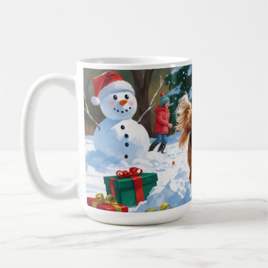 Cavalier King Charles Spaniel Snow mit Weihnachten Kaffeetasse (Links)