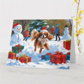 Cavalier King Charles Spaniel Snow mit Weihnachten Karte (Gelbe Blume)
