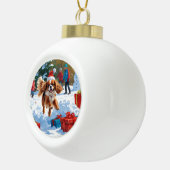 Cavalier King Charles Spaniel Snow mit Weihnachten Keramik Kugel-Ornament (Rechts)