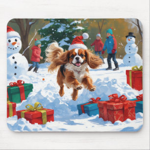 Cavalier King Charles Spaniel Snow mit Weihnachten Mousepad