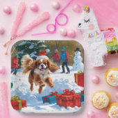 Cavalier King Charles Spaniel Snow mit Weihnachten Pappteller (Party)