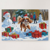 Cavalier King Charles Spaniel Snow mit Weihnachten Puzzle (Horizontal)