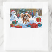 Cavalier King Charles Spaniel Snow mit Weihnachten Rechteckiger Aufkleber (Tasche)