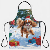 Cavalier King Charles Spaniel Snow mit Weihnachten Schürze (Vorderseite)