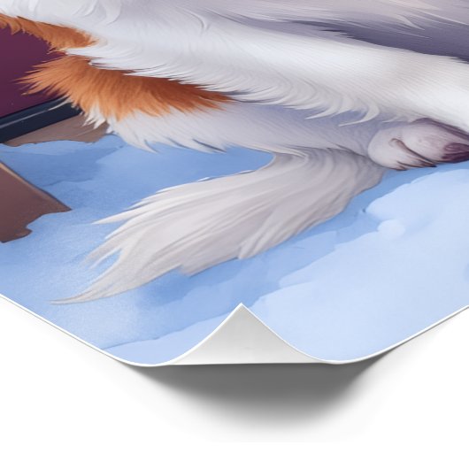 Cavalier King Charles Spaniel Snowy Christmas Poster (Ecke)