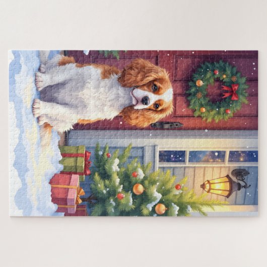 Cavalier King Charles Spaniel Snowy Christmas Puzzle (Horizontal)