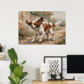 Cavalier King Charles Spaniel spielt im Garten Poster (Heimbüro)