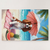 Cavalier King Charles Spaniel Strand Szene Puzzle (Horizontal)
