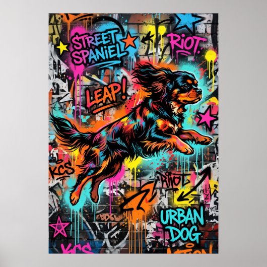 Cavalier King Charles Spaniel Street Art Graffiti  Poster (Vorne)