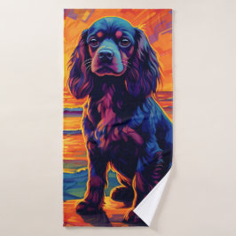 Cavalier King Charles Spaniel Sunset / Sunrise Badehandtuch