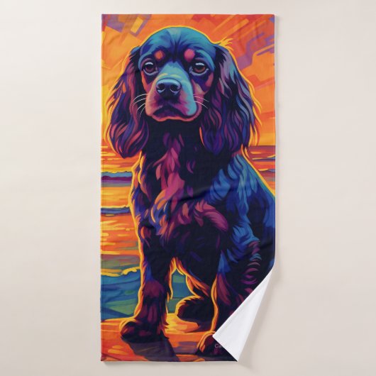 Cavalier King Charles Spaniel Sunset / Sunrise Badehandtuch (Badehandtuch)