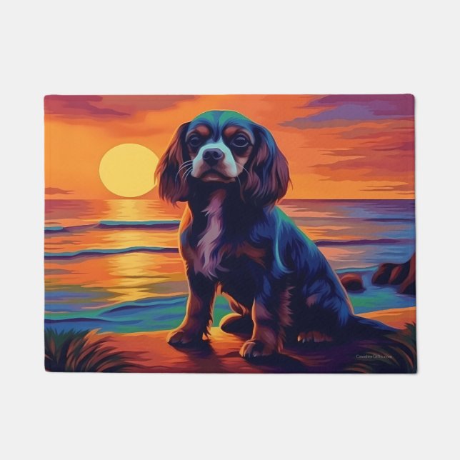 Cavalier King Charles Spaniel Sunset / Sunrise Fußmatte (Vorderseite)
