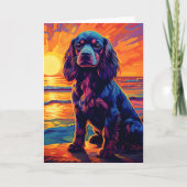 Cavalier King Charles Spaniel Sunset / Sunrise Karte (Vorderseite)