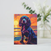 Cavalier King Charles Spaniel Sunset / Sunrise Postkarte (Stehend Vorderseite)