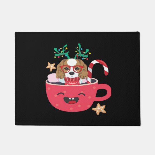 Cavalier King Charles Spaniel Teacup Weihnachtsfei Fußmatte (Vorderseite)